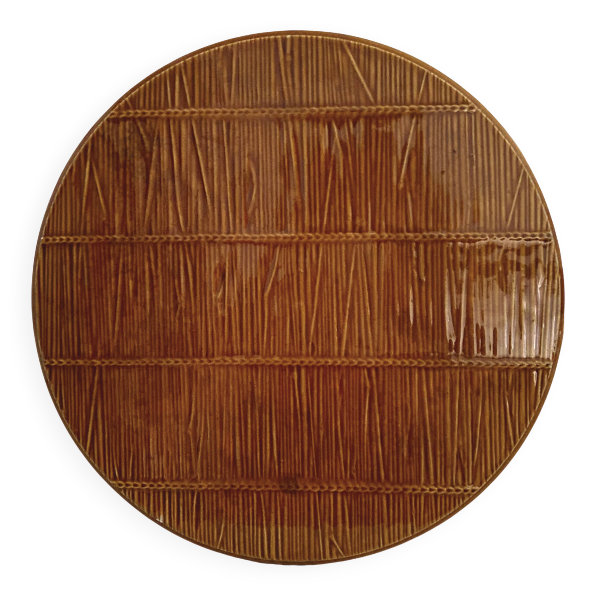 De Gien – Cheese plate “Straw Pattern”, France, 1950