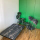4 chairs and marble effect Formica coffee table