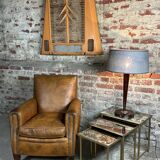 Vintage 70'S nesting table in moiré glass and brass