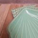 Vintage shell B. Letalle Saint-Clément celadon green with pearl decoration