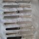 9 cheese/dessert knives silver metal blade Nogent