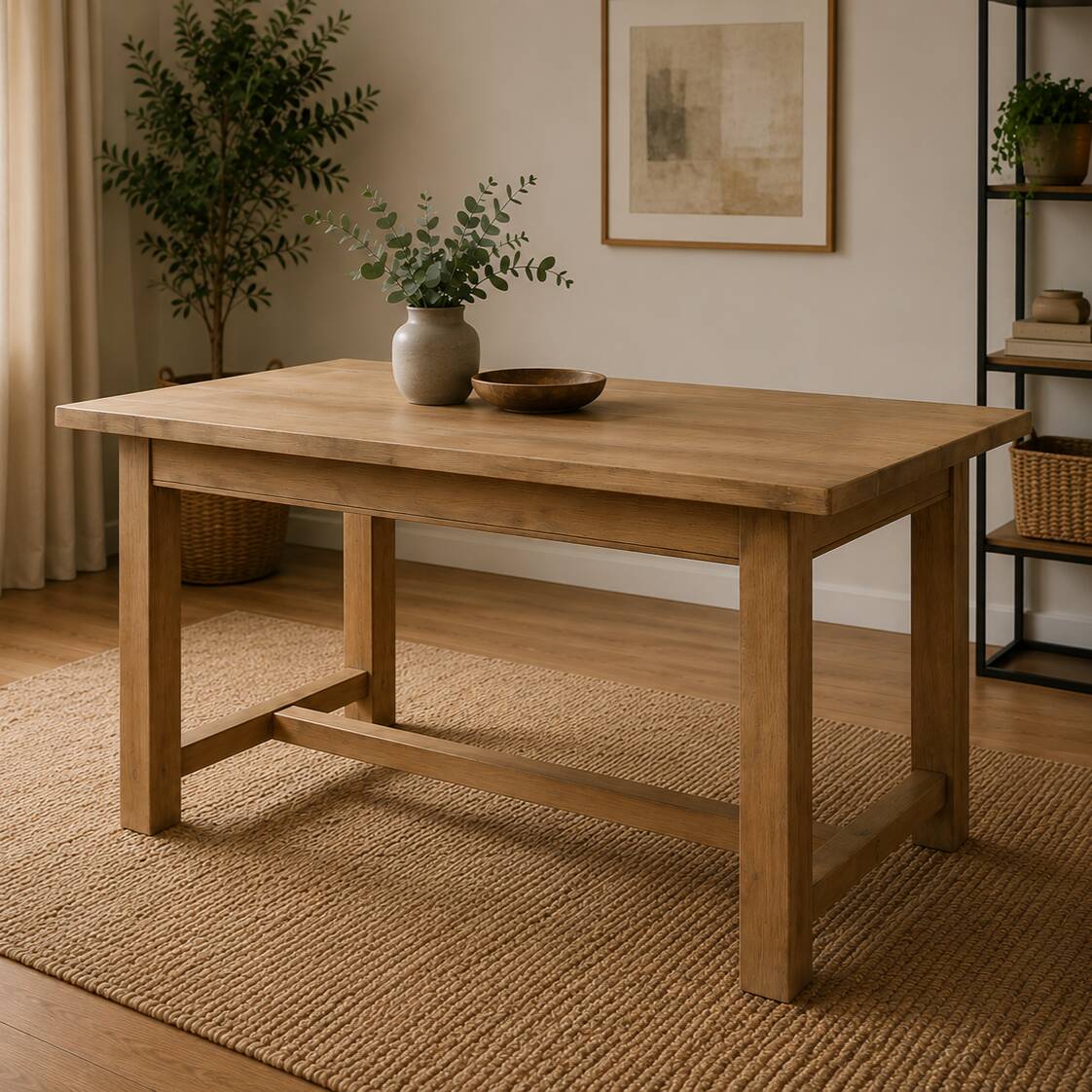Solid oak farmhouse table – 4 to 6 diners
