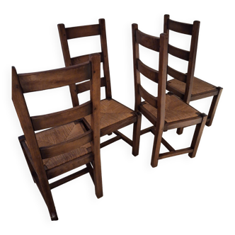 Lot de 4 chaises Monastère en bois chêne massif