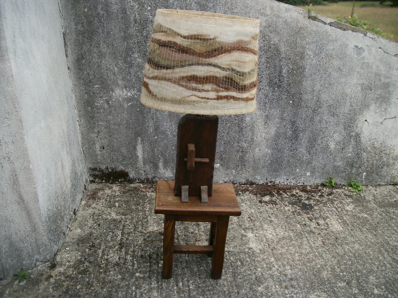 Brutalist lamp and its stool