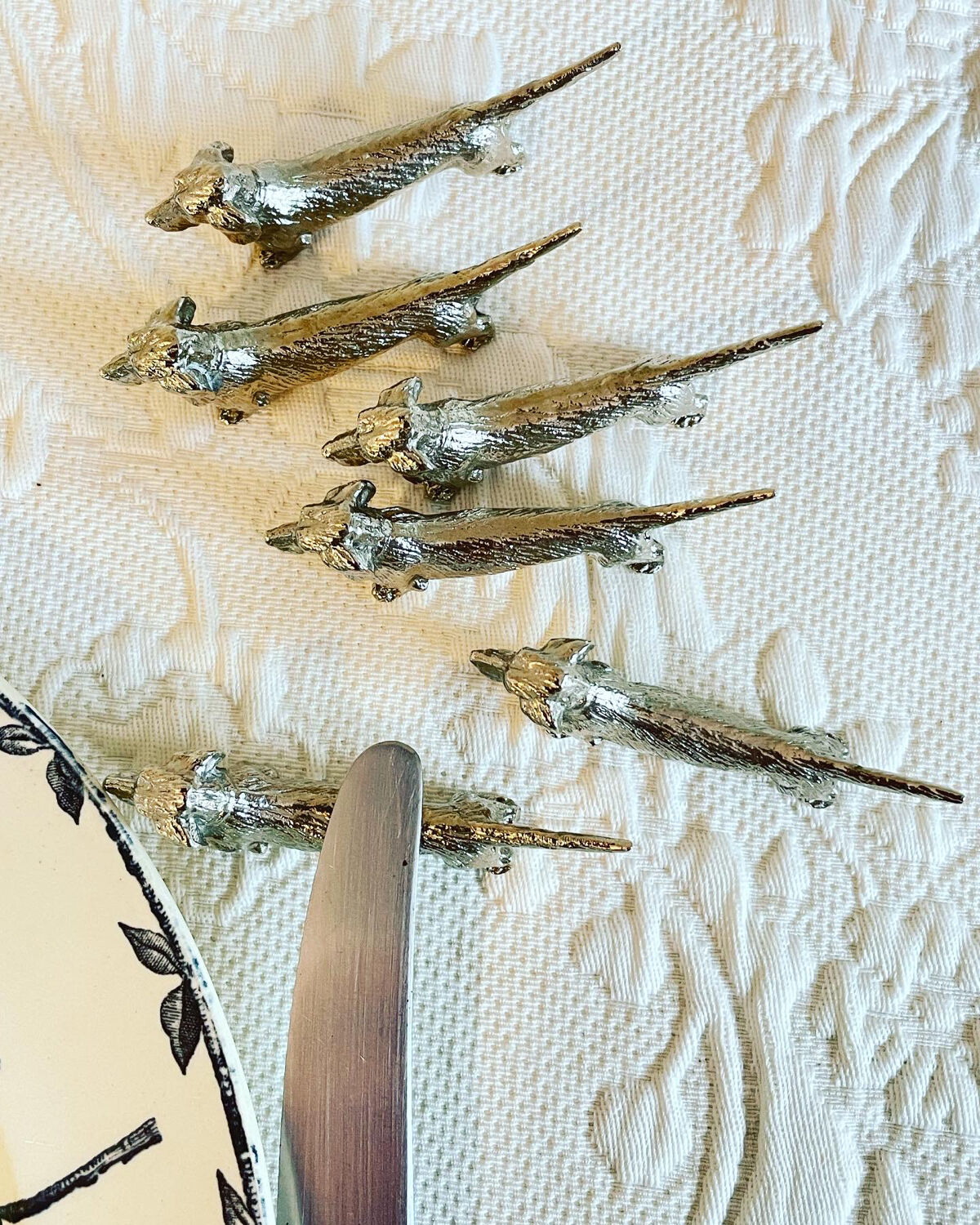 6 doors - vintage dachshund silver metal knife 70