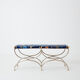Brass jacquard steel curule bench from Maison Jansen circa 1960