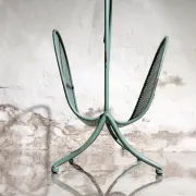 Vintage design metal magazine rack in mint green, Mathieu Matégot style