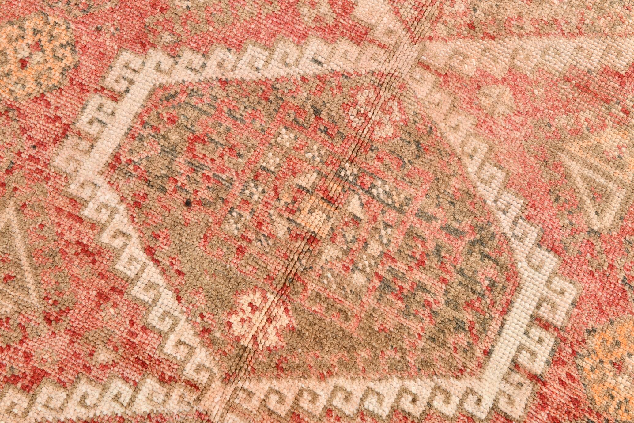 4x8 Red & Cream Tribal Vintage Rug 135x255Cm SK 22292