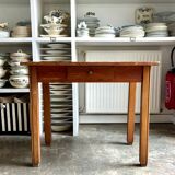 Desk, dark wood table with 1 drawer