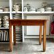 Desk, dark wood table with 1 drawer