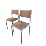 Pair of vintage velvet patterned chairs/steel from the 70s.