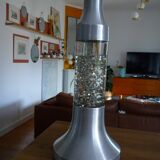 Psychedelic cylindrical lamp with aluminum and glass sequins, "Christel" type, vintage 1970
