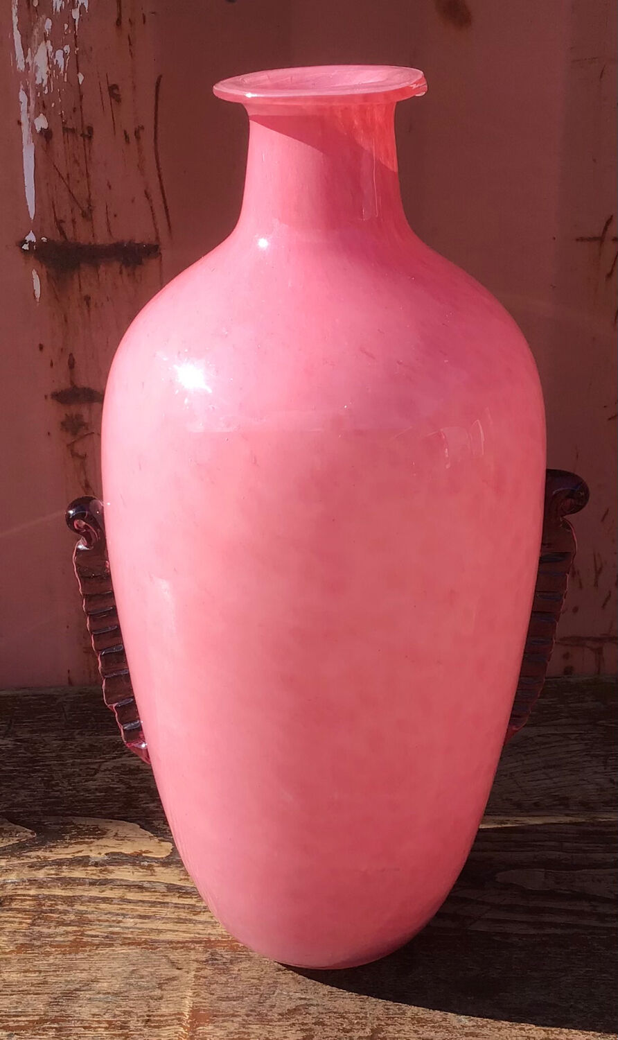 Art deco style pink glass vase