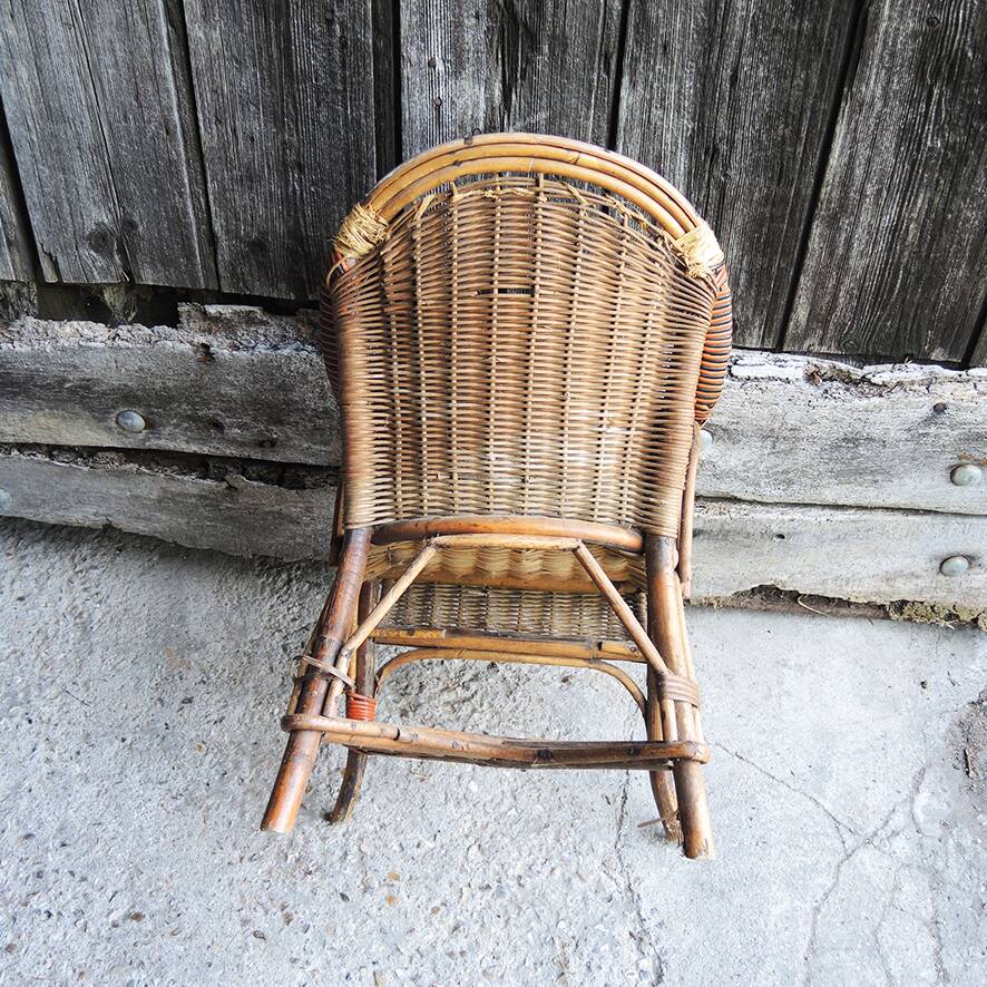 Antique Rattan Children's Armchair