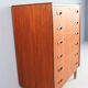 Mid-century modern chest of six drawers, tallboy in teak, Denmark 1960s