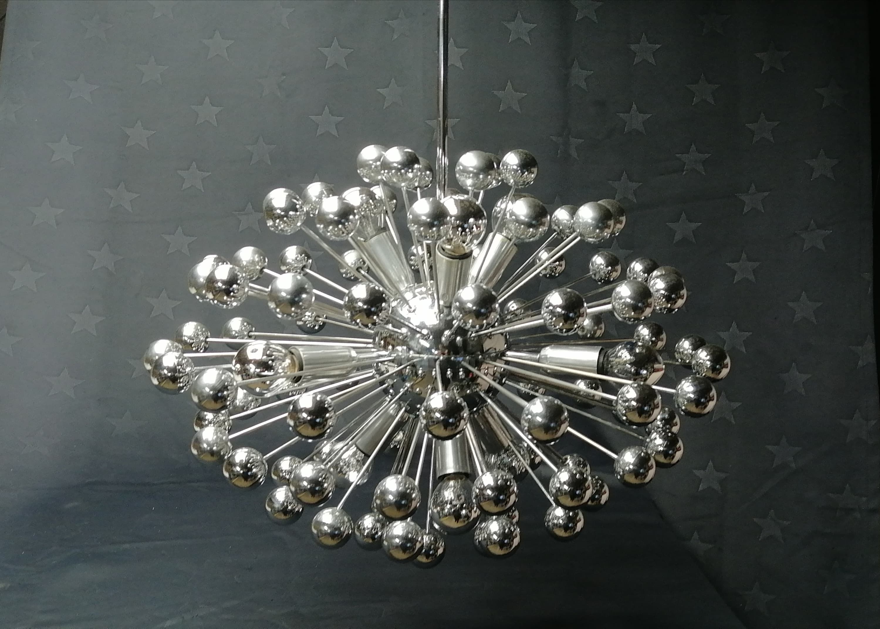 Lustre vintage spoutnik en chrome de Goffredo Reggiani, Italie 1970