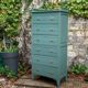 Old grey green high chest of drawers H160