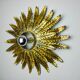 Sun wall lamp by Ferro Arte, metal and gold leaf, Spain 1970