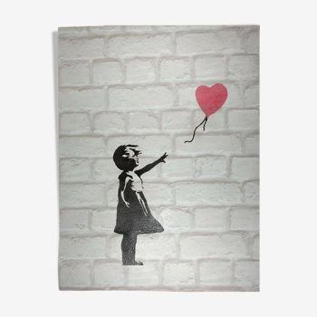 Banksy, Fille au ballon, Lithographie signée à la main - Papier plastique gaufré