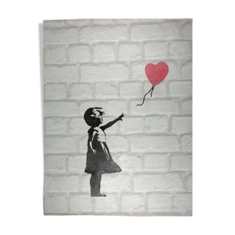 Banksy, Fille au ballon, Lithographie signée à la main - Papier plastique gaufré