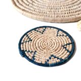 Braided ethnic flat, straw table mat