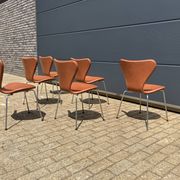 Fritz Hansen series 7 Vlinderstoelen in Cognac leather NIEUW!!