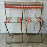 Vintage metal and canvas folding camping chairs