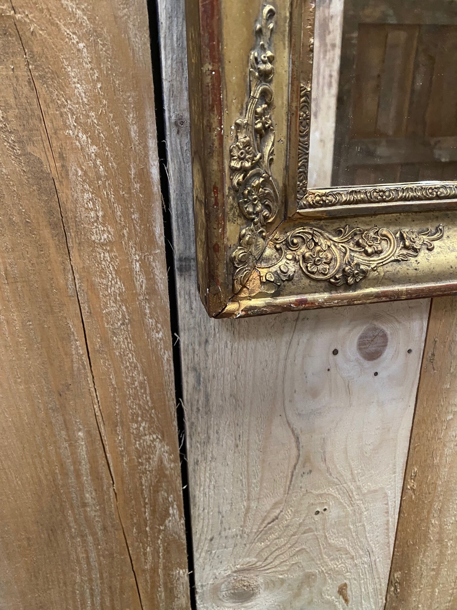 Antique gilded wood mirror