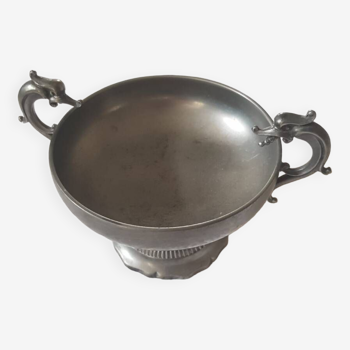 Pewter bowl with double handle