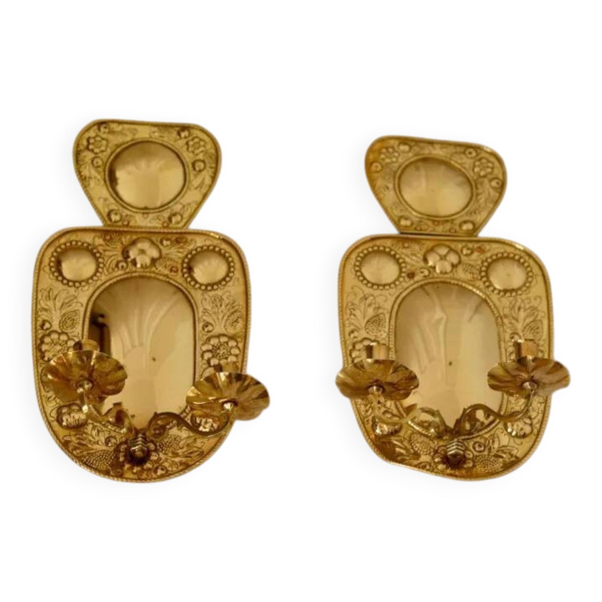 Baroque Style Mid-Century Brass Swedish Sconces