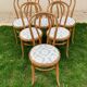 6 Bistro Chairs Fischel Thonet Bent Beech Damask Fabric