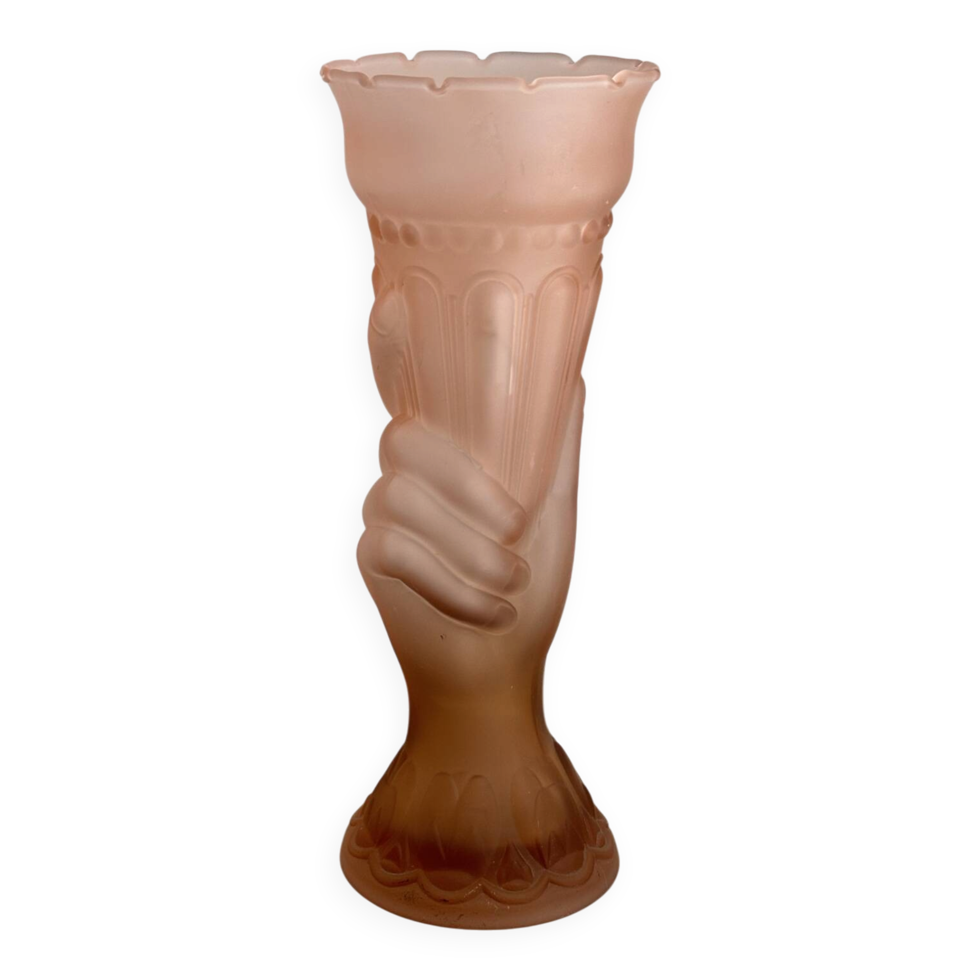 Vase en verre rose Art Déco