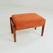 Vintage armchair pumpkin orange corduroy design by H.Lis