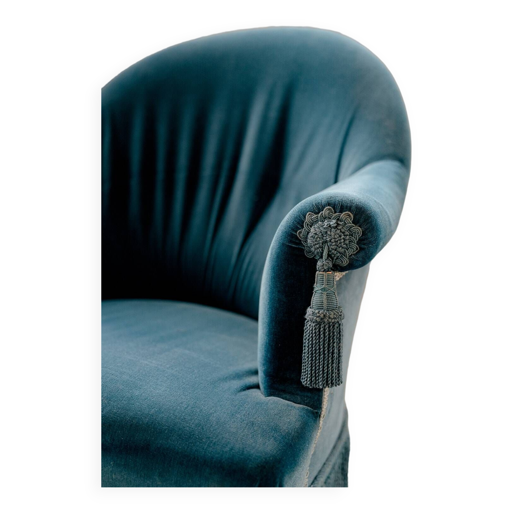 Fauteuil crapaud – Velours bleu
