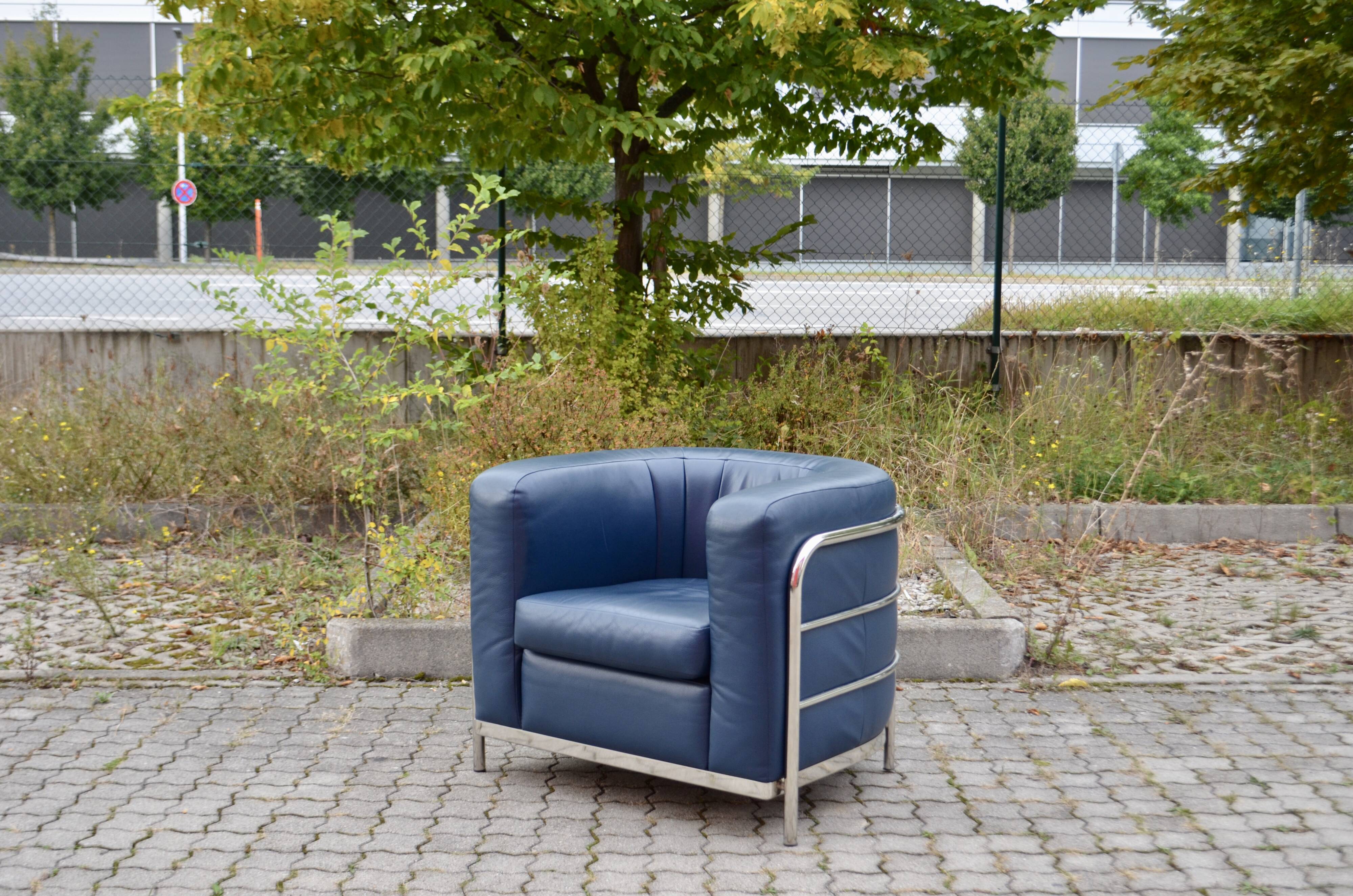 Zanotta Onda set Sofa & 2 Chairs blue leather