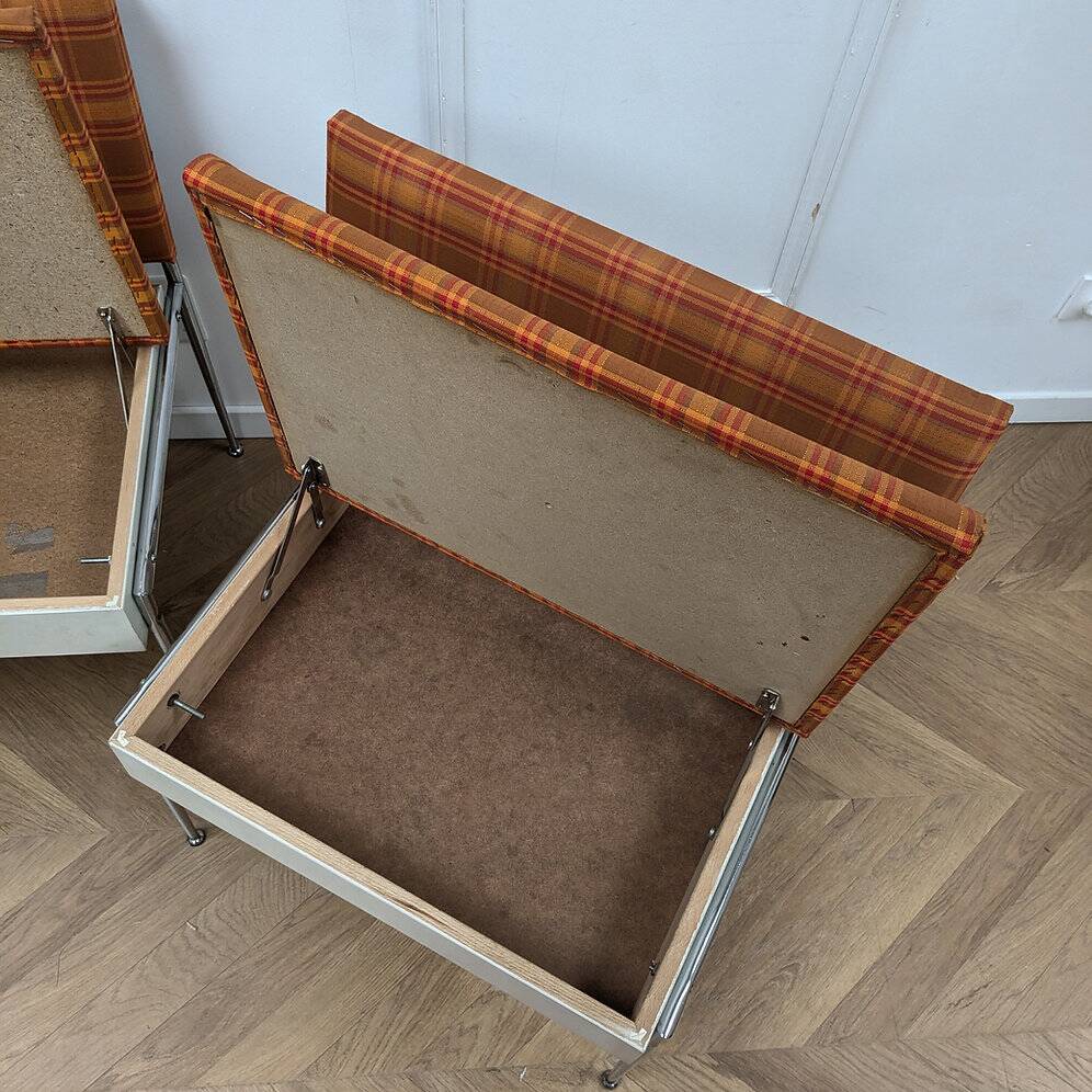Vintage orange benches from the 70s