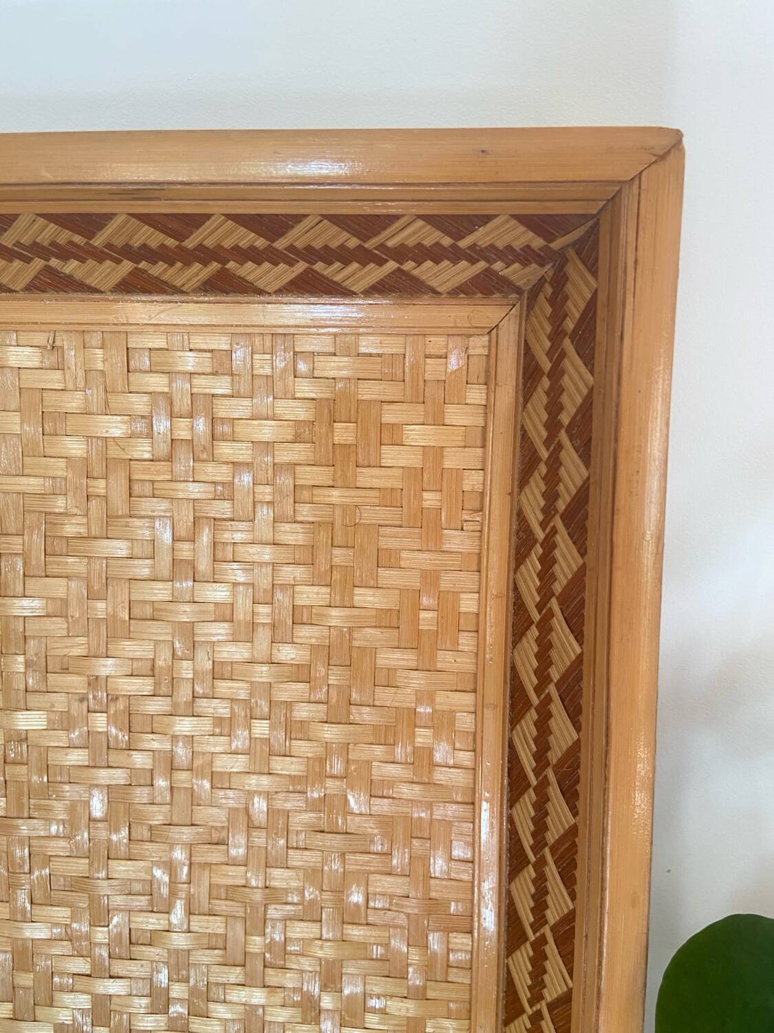 Vintage antique rectangular woven wicker tray