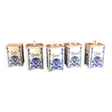 5 cobalt blue flower spice jar