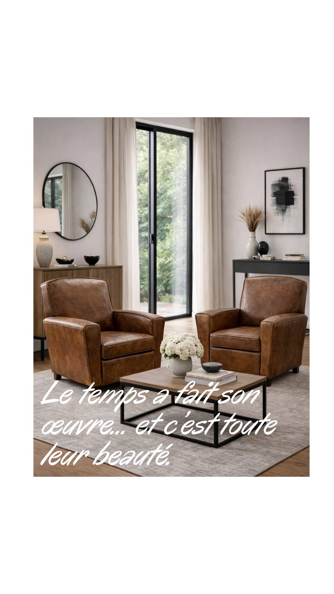 Pair of leather club armchairs – Mid-20th century