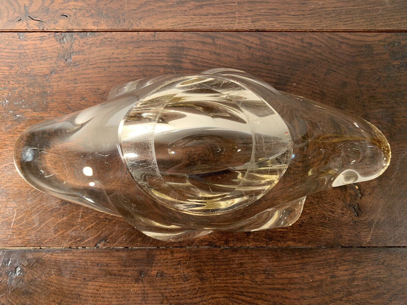 Yellow cut in molded crystal, Daum Nancy