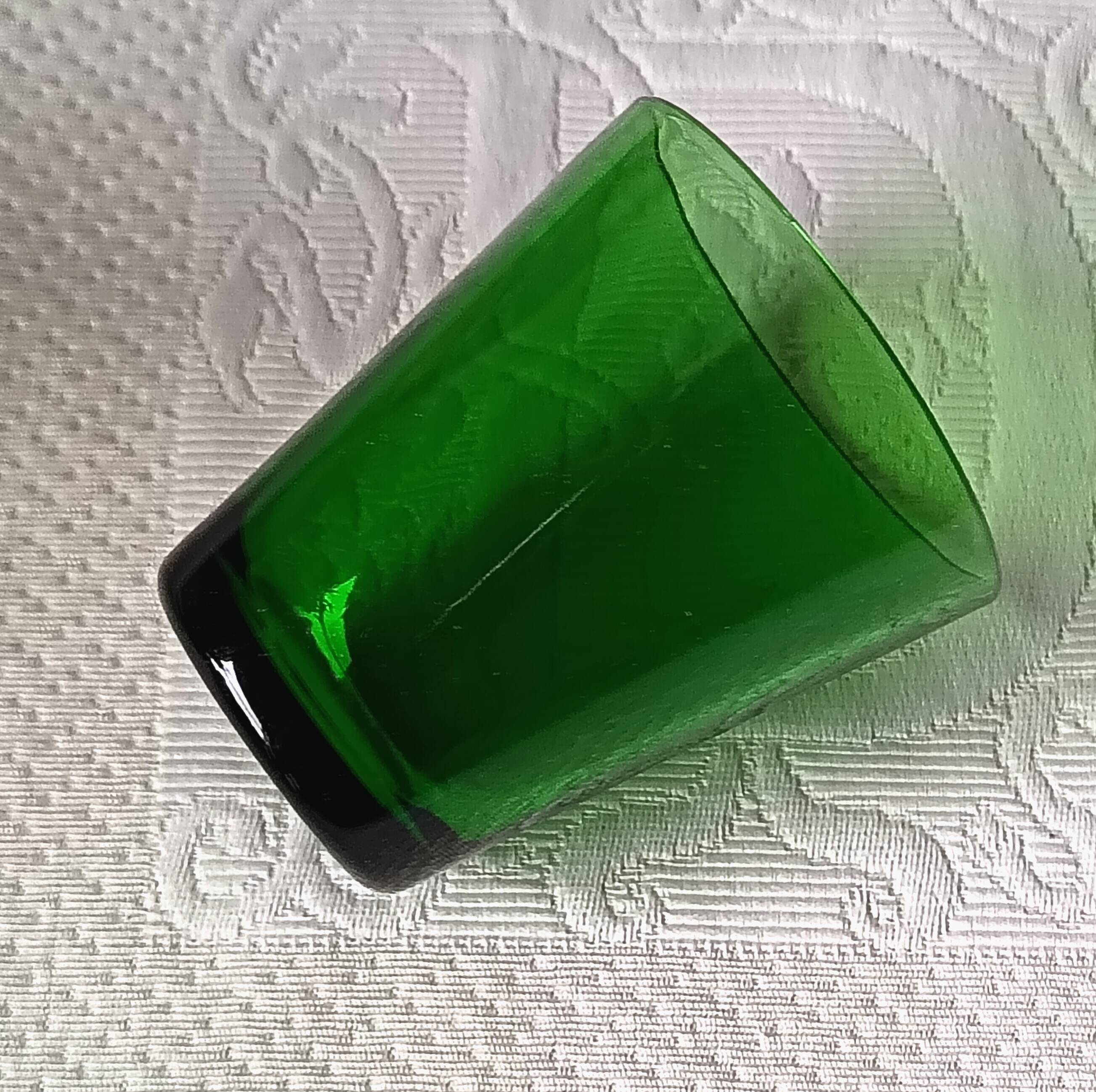 4 glasses 15 cl retro emerald green tempered glass france