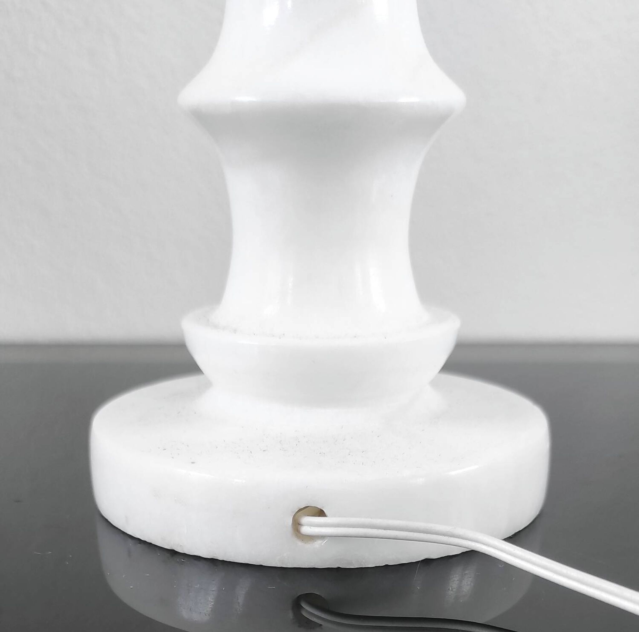 Vintage lamp base in white marble