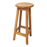 1 of 2 Vintage Oak Bar Stool: 1980s Yugoslavian Industrial High Chair