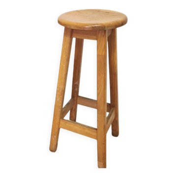 Tabouret de bar vintage en chêne (1 sur 2) : chaise haute industrielle yougoslave des années 1980