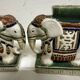 Pair of ceramic elephant plant stands polychrome sculpture - India