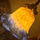 pair of brass bedside lamps 40x32 glass paste lampshade electric 1970s