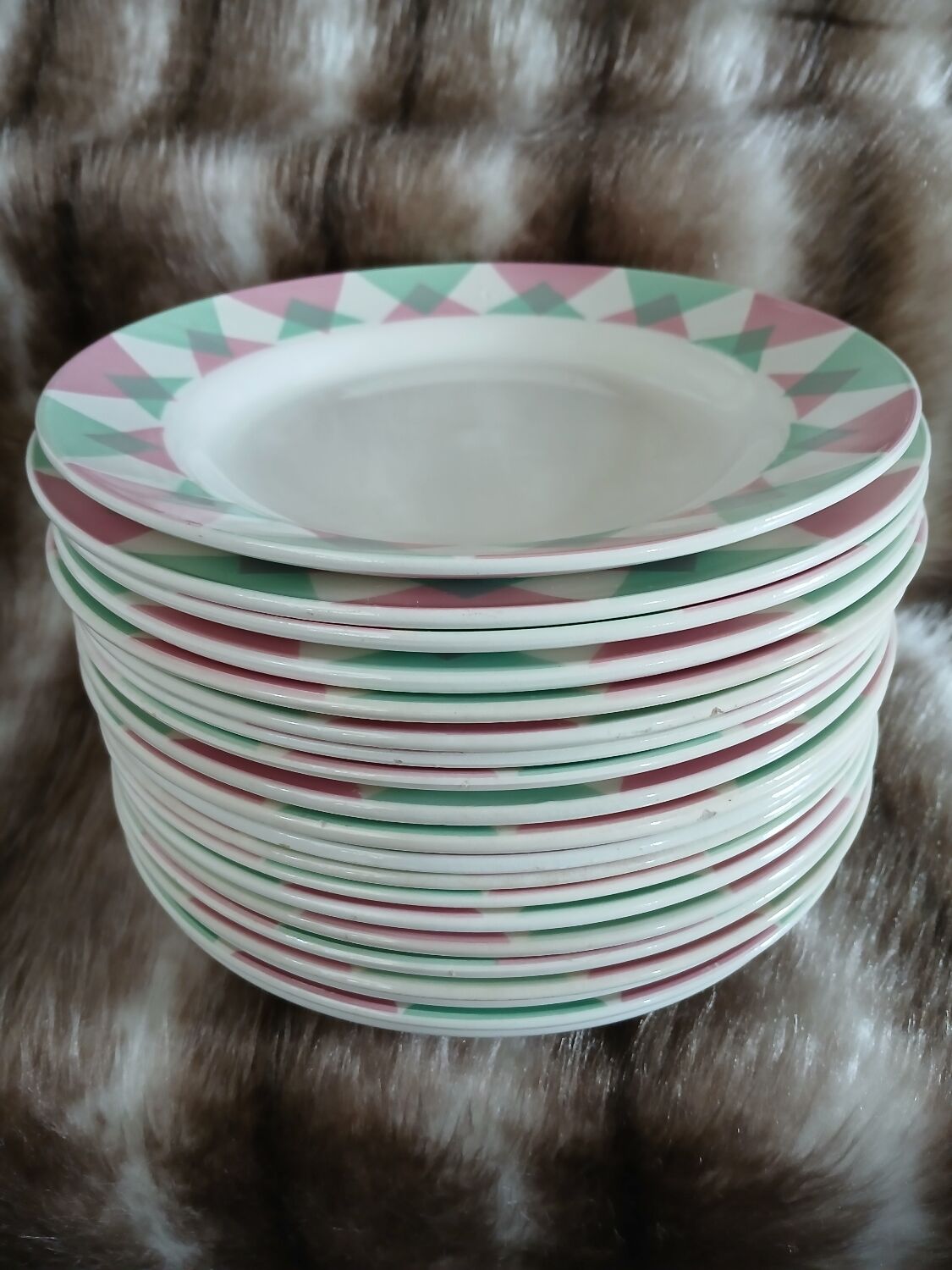 20 antique flat plates from Digoin and Sarreguemines