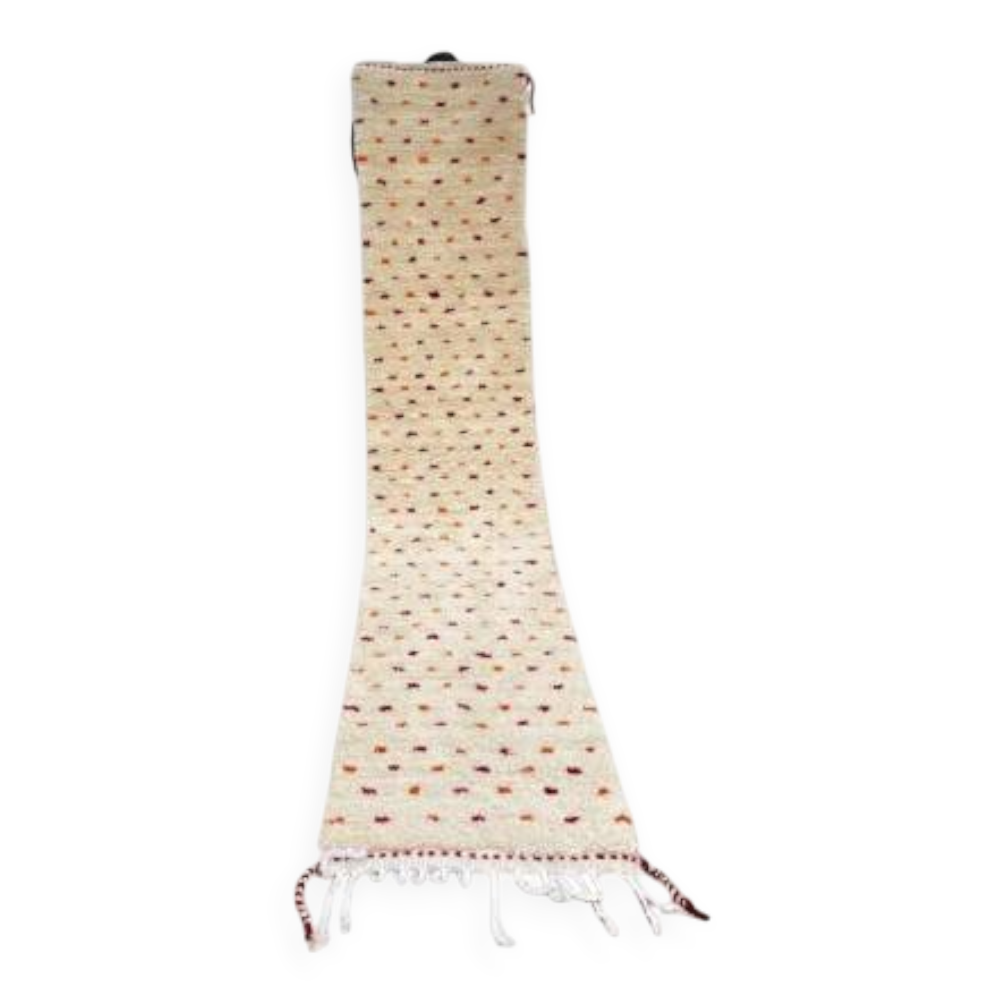 Handmade Beni Ourain Wool Rug – White Berber Rug with Colourful Dots