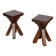 Pair of solid oak stools, French craftsmanship, 1960.