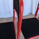Set of 4 1970s Red & Black Metal Chair: Space Age Stackable Dining Chair